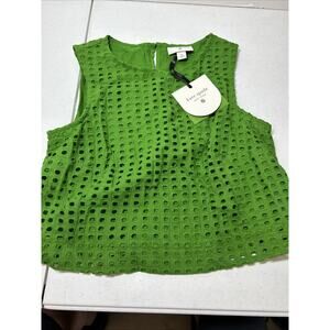 NEW Kate Spade New York x Target XS Eyelet Shell Tank Top Green X-Small NWT